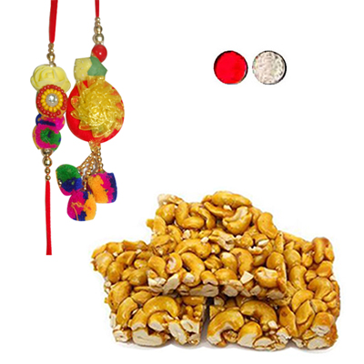"Bhaiya Bhabi Rakhi - BBR-909 A, 250gms of Kaju Pakam - Click here to View more details about this Product